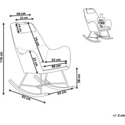 Modern Transitional Comfy Fabric Rocking Chair Wooden Skates Light Beige Arrie -Living Room Furniture Store 15057598 3