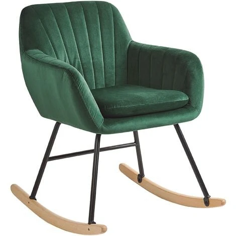 Modern Rocking Chair Wooden Skates Rocker Velvet Seat Emerald Green Liarum 3 Modern Rocking Chair Wooden Skates Rocker Velvet Seat Emerald Green Liarum