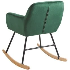 Modern Rocking Chair Wooden Skates Rocker Velvet Seat Emerald Green Liarum 11 Modern Rocking Chair Wooden Skates Rocker Velvet Seat Emerald Green Liarum -Living Room Furniture Store 15057637 5