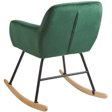 Modern Rocking Chair Wooden Skates Rocker Velvet Seat Emerald Green Liarum 7 Modern Rocking Chair Wooden Skates Rocker Velvet Seat Emerald Green Liarum - Image 5