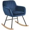 Modern Rocking Chair Wooden Skates Rocker Velvet Seat Cobalt Blue Liarum -Living Room Furniture Store 15057638 1