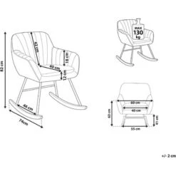 Modern Rocking Chair Wooden Skates Rocker Velvet Seat Cobalt Blue Liarum -Living Room Furniture Store 15057638 3