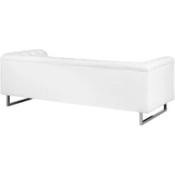 3 Seater Sofa Faux Leather Button Tufting Chesterfield Style White Vissland -Living Room Furniture Store 15057686 5