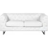 2 Seater Sofa Faux Leather Button Tufting Chesterfield Style White Vissland -Living Room Furniture Store 15057687 1
