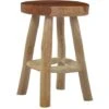Stool Brown Teak Wood VidaXL -Living Room Furniture Store 15392277 1