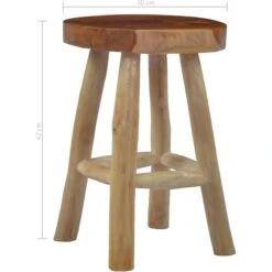 Stool Brown Teak Wood VidaXL -Living Room Furniture Store 15392277 3