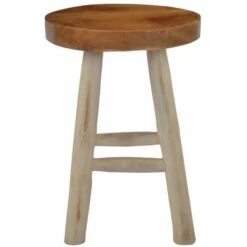 Stool Brown Teak Wood VidaXL -Living Room Furniture Store 15392277 4
