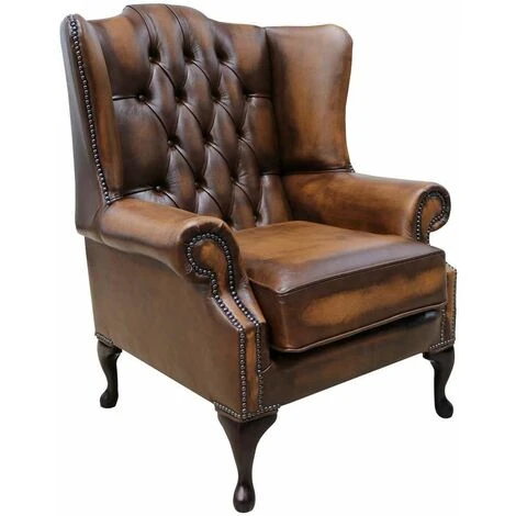 Chesterfield Bloomsbury Flat Wing Queen Anne High Back Wing Chair Antique Tan Leather 3 Chesterfield Bloomsbury Flat Wing Queen Anne High Back Wing Chair Antique Tan Leather