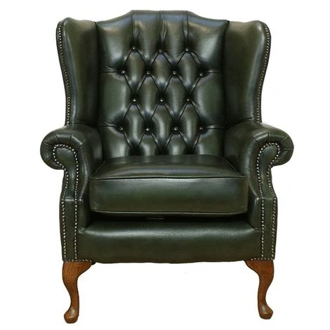 Chesterfield Highclere Flat Wing Queen Anne High Back Wing Chair UK Manufactured Antique Green 4 Chesterfield Highclere Flat Wing Queen Anne High Back Wing Chair UK Manufactured Antique Green - Image 2