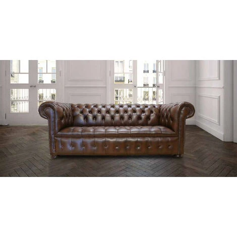 Chesterfield Edwardian 3 Seater Leather Sofa Offer Antique Brown 3 Chesterfield Edwardian 3 Seater Leather Sofa Offer Antique Brown