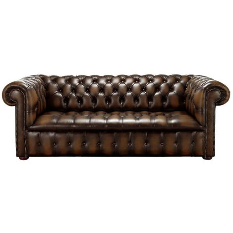 Chesterfield Edwardian 3 Seater Leather Sofa Offer Antique Brown 5 Chesterfield Edwardian 3 Seater Leather Sofa Offer Antique Brown - Image 3