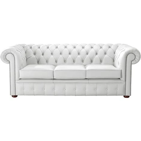 Chesterfield Handmade Leather Shelly White 3 Seater Sofa Settee 3 Chesterfield Handmade Leather Shelly White 3 Seater Sofa Settee