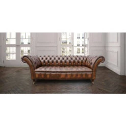 Chesterfield Lawrence 3 Seater Sofa Settee Antique Tan Leather