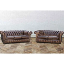 Buy Orignal 3 + 2 Chesterfield Sofa Antiqued Tan LeatherSofa SaleDesignerSofas4U