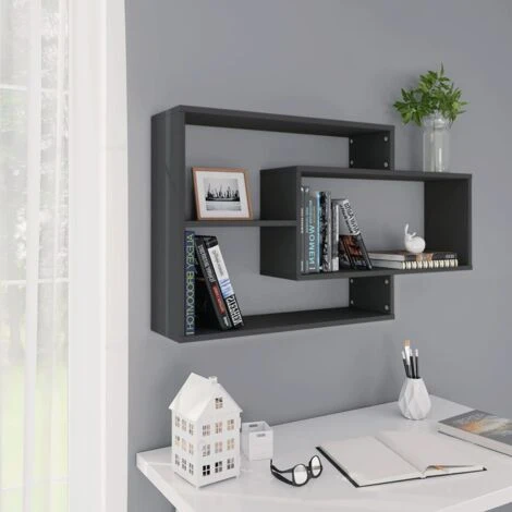 Wall Shelf Grey 104x20x58.5 Cm Engineered Wood VidaXL 4 Wall Shelf Grey 104x20x58.5 Cm Engineered Wood VidaXL - Image 2