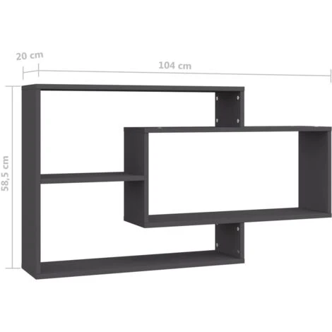 Wall Shelf Grey 104x20x58.5 Cm Engineered Wood VidaXL 5 Wall Shelf Grey 104x20x58.5 Cm Engineered Wood VidaXL - Image 3