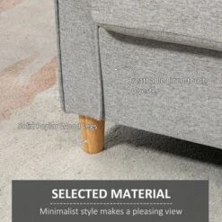 HOMCOM Double Seat Sofa Linen Upholstery Loveseat Couch W/ Armrests, Light Grey 11 HOMCOM Double Seat Sofa Linen Upholstery Loveseat Couch W/ Armrests, Light Grey -Living Room Furniture Store 15918549 5