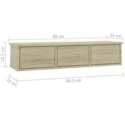 Wall-mounted Drawer Shelf Sonoma Oak 88x26x18.5 Cm Engineered Wood VidaXL -Living Room Furniture Store 16652511 3