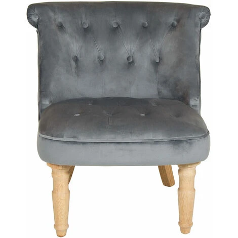 Charles Bentley Toulouse Velvet Occasional Chair With Solid Wood Frame Grey 4 Charles Bentley Toulouse Velvet Occasional Chair With Solid Wood Frame Grey - Image 2