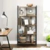 Songmics VASAGLE Bookshelf, Industrial Bookcase, Floor Standing Bookcase, Large 4-Tier Storage Rack In Living Room Office Study, Simple Assembly, Engineered Wood And Stable Iron Frame, Rustic Brown, LBC12BX -Living Room Furniture Store 16784140 1