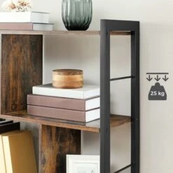 Songmics VASAGLE Bookshelf, Industrial Bookcase, Floor Standing Bookcase, Large 4-Tier Storage Rack In Living Room Office Study, Simple Assembly, Engineered Wood And Stable Iron Frame, Rustic Brown, LBC12BX -Living Room Furniture Store 16784140 4