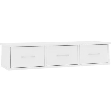 Wall-mounted Drawer Shelf White 88x26x18.5 Cm Engineered Wood VidaXL 3 Wall-mounted Drawer Shelf White 88x26x18.5 Cm Engineered Wood VidaXL
