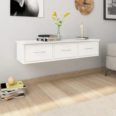 Wall-mounted Drawer Shelf White 88x26x18.5 Cm Engineered Wood VidaXL 4 Wall-mounted Drawer Shelf White 88x26x18.5 Cm Engineered Wood VidaXL - Image 2