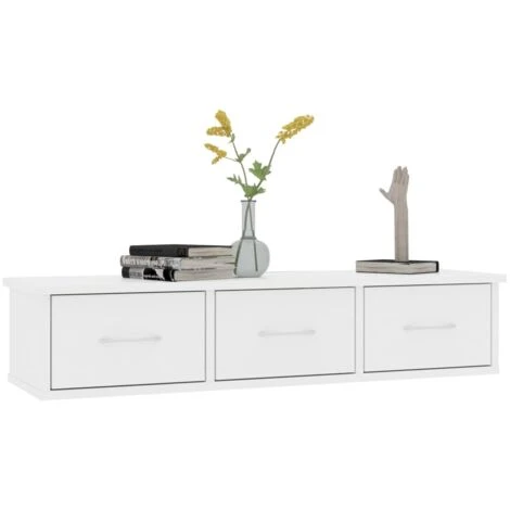 Wall-mounted Drawer Shelf White 88x26x18.5 Cm Engineered Wood VidaXL 6 Wall-mounted Drawer Shelf White 88x26x18.5 Cm Engineered Wood VidaXL - Image 4