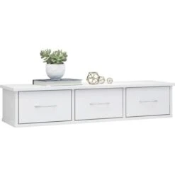 Wall Drawer Shelf High Gloss White 88x26x18.5 Cm Engineered Wood VidaXL -Living Room Furniture Store 16903529 4