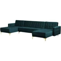 Modular U-Shaped Corner Sofa Bed 3 Seater 2 Chaises Teal Velvet Aberdeen -Living Room Furniture Store 16944821 4
