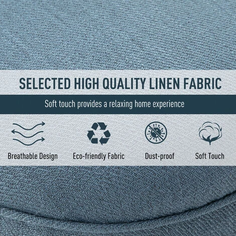 HOMCOM Fabric Single Sofa Armchair Upholstered W/Pillow Wood Leg Livingroom Blue 7 HOMCOM Fabric Single Sofa Armchair Upholstered W/Pillow Wood Leg Livingroom Blue - Image 5