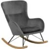 Glam Traditional Rocking Chair Velvet Fabric Wooden Rockers Dark Grey Ellan 2 Glam Traditional Rocking Chair Velvet Fabric Wooden Rockers Dark Grey Ellan -Living Room Furniture Store 17304621 1