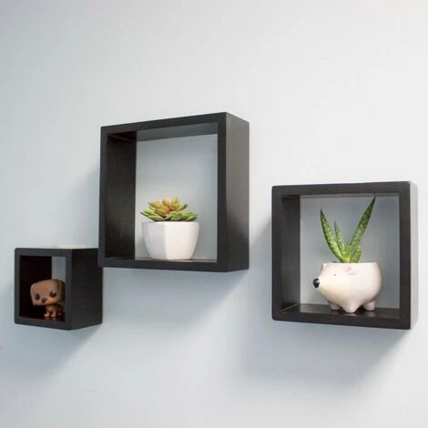 At Home Comforts Set Of 3 Black Cube Shelves 4 At Home Comforts Set Of 3 Black Cube Shelves - Image 2