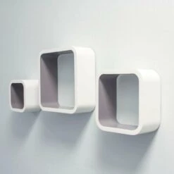 At Home Comforts Set Of 3 White And Grey Cube Shelves