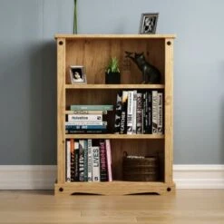Corona 3 Tier Low Bookcase Solid Pine Shelving Storage Unit -Living Room Furniture Store 17767086 3