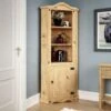 Corona 1 Door Corner Bookcase Solid Pine Shelving Storage Unit -Living Room Furniture Store 17767109 1