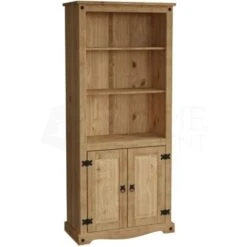 Corona 2 Door Bookcase Solid Pine Shelving Storage Unit -Living Room Furniture Store 17767111 5