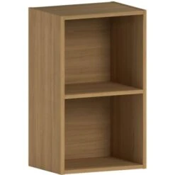 Oxford 2 Tier Cube Bookcase Shelving Storage Unit, Oak -Living Room Furniture Store 17767270 5