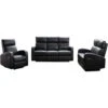 Boston Black Leather 3+2+1 Seater Recliner Sofa Set -Living Room Furniture Store 17791425 1