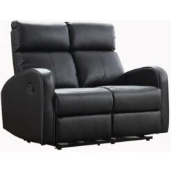 Boston Black Leather 2 Seater Recliner Sofa