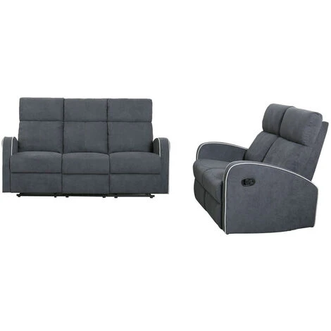 Boston Slate Grey Plush Fabric 3+2 Seater Recliner Sofa Set 3 Boston Slate Grey Plush Fabric 3+2 Seater Recliner Sofa Set