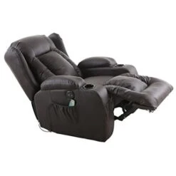 CAESAR BROWN ELECTRIC LEATHER AUTO RECLINER MASSAGE HEATED GAMING WING CHAIR -Living Room Furniture Store 18220864 3