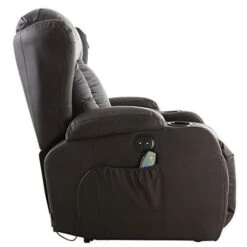 CAESAR BROWN ELECTRIC LEATHER AUTO RECLINER MASSAGE HEATED GAMING WING CHAIR -Living Room Furniture Store 18220864 4