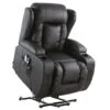 CAESAR ELECTRIC RISE RECLINER WINGED LEATHER ARMCHAIR MASSAGE HEATED CHAIR (Black)