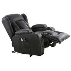 CAESAR ELECTRIC RISE RECLINER WINGED LEATHER ARMCHAIR MASSAGE HEATED CHAIR (Black) -Living Room Furniture Store 18220872 5