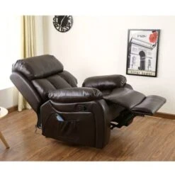 CHESTER BROWN REAL LEATHER RECLINER ARMCHAIR -Living Room Furniture Store 18220906 4