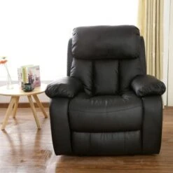 CHESTER BROWN REAL LEATHER RECLINER ARMCHAIR -Living Room Furniture Store 18220906 5