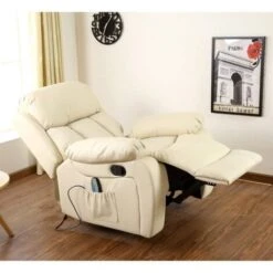CHESTER CREAM REAL LEATHER RECLINER ARMCHAIR -Living Room Furniture Store 18220908 4