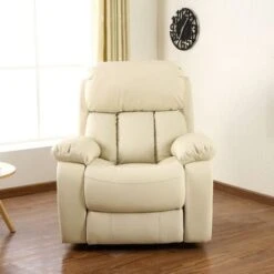 CHESTER CREAM REAL LEATHER RECLINER ARMCHAIR -Living Room Furniture Store 18220908 5
