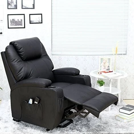 CINEMO RISEREC BLACK LEATHER RECLINER 4 CINEMO RISEREC BLACK LEATHER RECLINER - Image 2